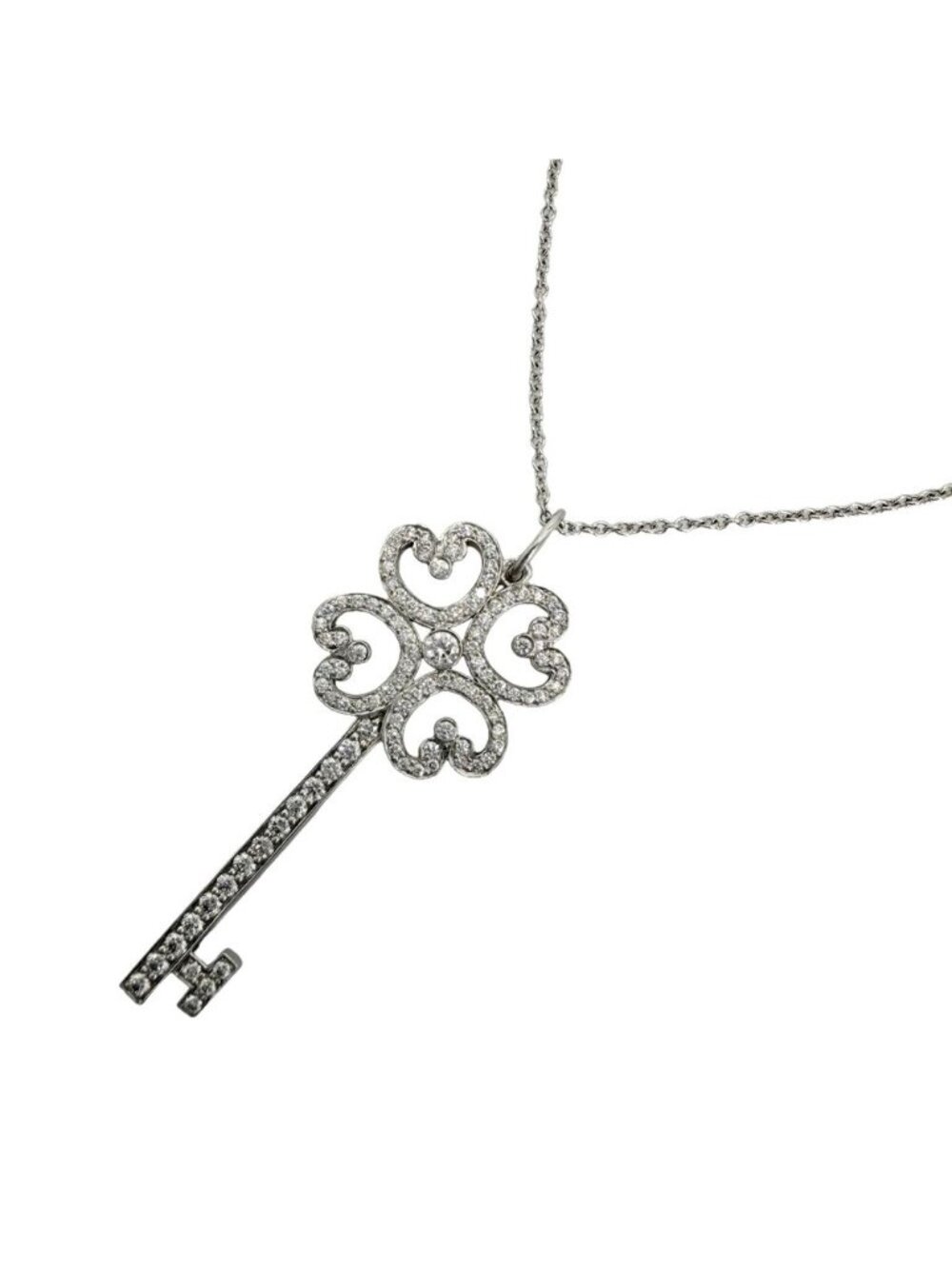 Tiffany & Co Necklace Quattra Heart Key Clover Platinum Diamond